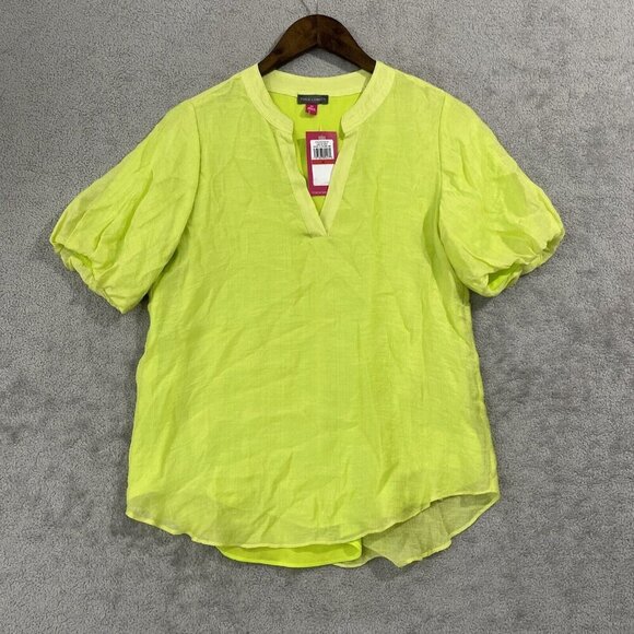 NEW Vince Camuto Womens Split-Neck Quarter Puf Island Lime XS - Picture 1 of 10